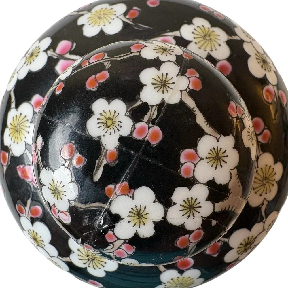 Vintage Japanese Cloisonne Ginger Jar Cherry Blossom Mid century Cloisonne vase